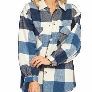 Mud Pie Highland Plaid Womens Oversized Shacket Women’s Size Small